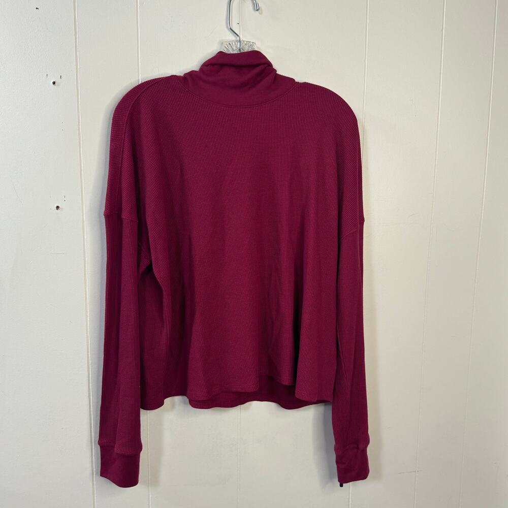 Calvin Klein Womens Thermal Knit Top Size XXL Red Long Sleeve Cropped Turtleneck - Picture 4 of 9